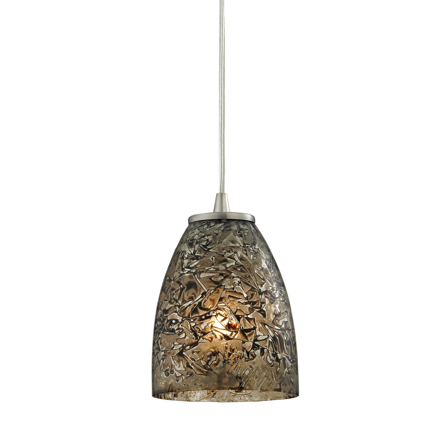 Fissure 5' 1 Light Mini Pendant in Satin Nickel