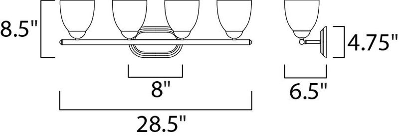 Axis 28.5' 4 Light Vanity Lighting in Oil Rubbed Bronze