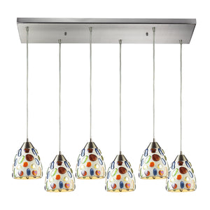 Gemstone 30' 6 Light Mini Pendant in Satin Nickel