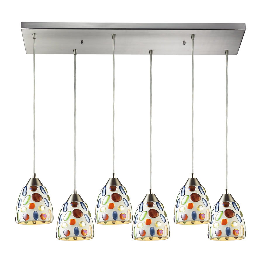 Gemstone 30' 6 Light Mini Pendant in Satin Nickel