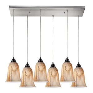 Granite 30' 6 Light Mini Pendant in Satin Nickel