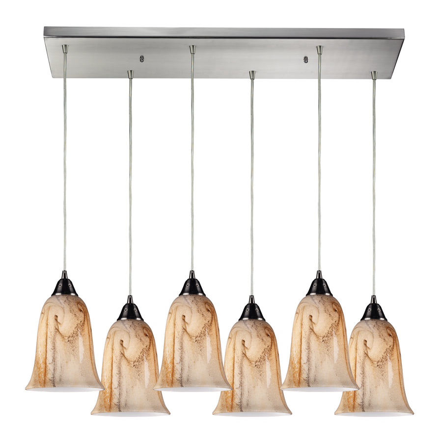 Granite 30' 6 Light Mini Pendant in Satin Nickel