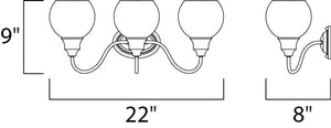 Ballord 22' 3 Light Vanity Lighting in Satin Nickel