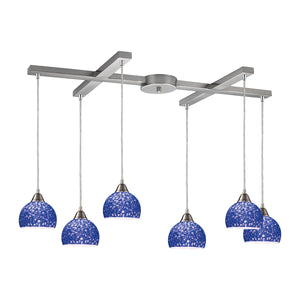 Cira 33' 6 Light Mini Pendant in Satin Nickel