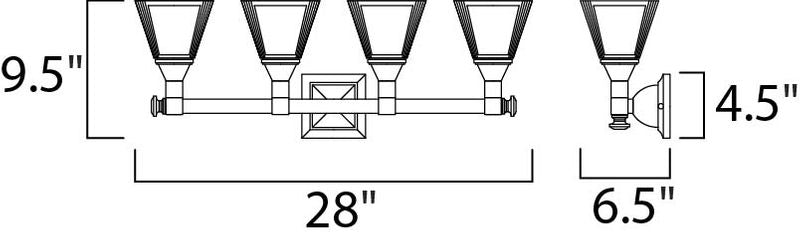 Brentwood 28' 4 Light Vanity Lighting in Oil Rubbed Bronze