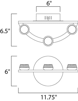 Button 11.75' 3 Light Vanity Lighting in Black and Gold