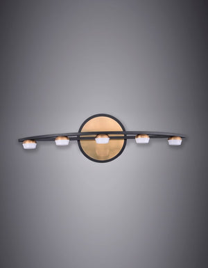 Button 23.75' 5 Light Vanity Lighting in Black and Gold