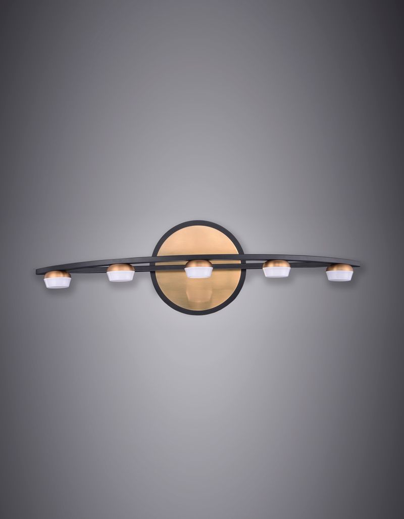 Button 23.75' 5 Light Vanity Lighting in Black and Gold