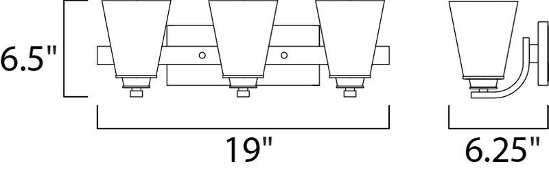 Conical 19' 3 Light Vanity Lighting in Polished Chrome