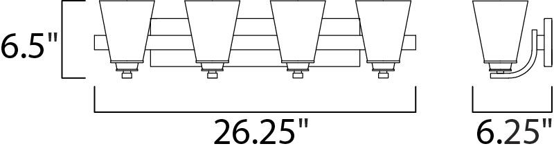 Conical 26.25' 4 Light Vanity Lighting in Satin Nickel