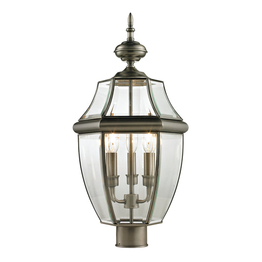 Ashford 13" 3 Light Post Mount in Antique Nickel