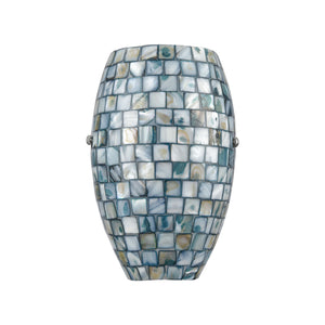 Capri 8' 1 Light Sconce in Grey Capiz Shade & Satin Nickel