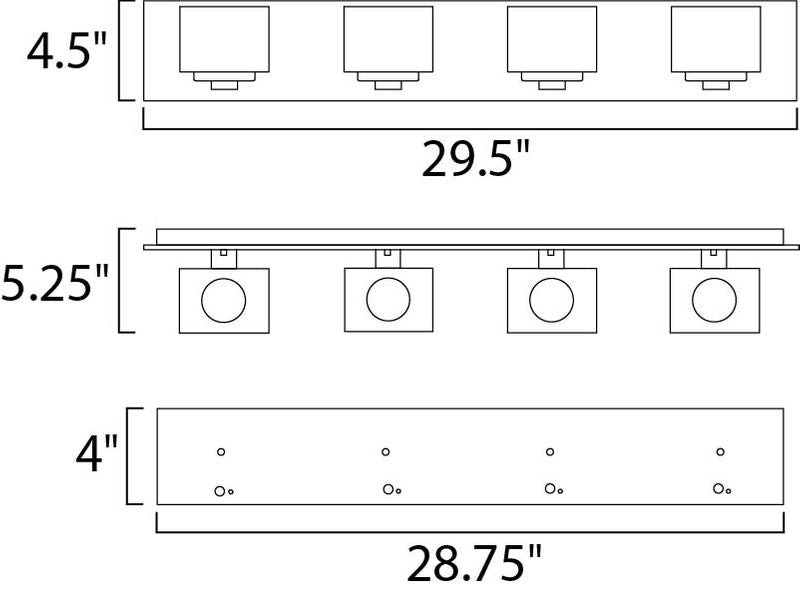 Cubic 29.5' 4 Light Vanity Lighting in Polished Chrome