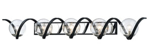 Curlicue 49.25' 5 Light Bath Vanity Light in Black and Polished Nickel
