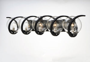 Curlicue 49.25' 5 Light Vanity Lighting in Black and Polished Nickel