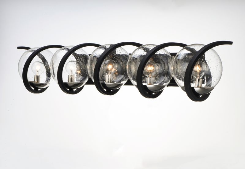 Curlicue 49.25' 5 Light Vanity Lighting in Black and Polished Nickel