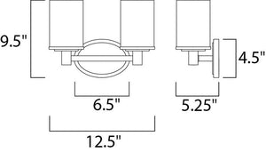 Cylinder 12.5' 2 Light Vanity Lighting in Satin Nickel