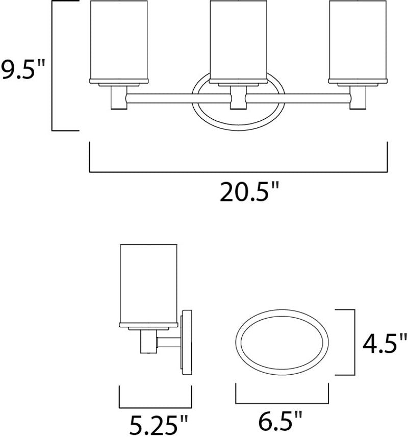 Cylinder 20.5' 3 Light Vanity Lighting in Satin Nickel
