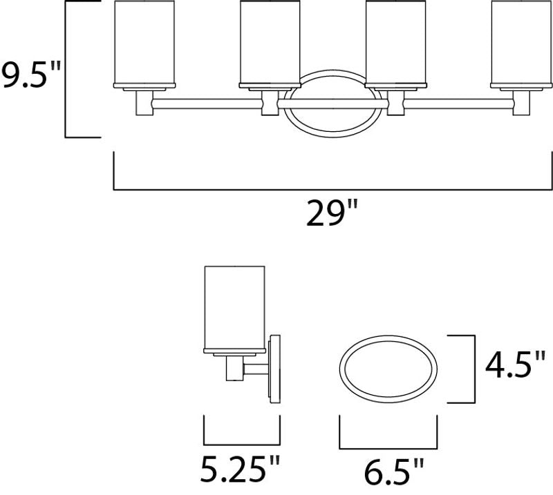 Cylinder 29' 4 Light Vanity Lighting in Satin Nickel