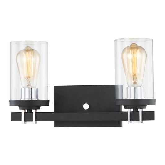 Holdfast 15" 2 Light Vanity Light in Chrome & Charcoal