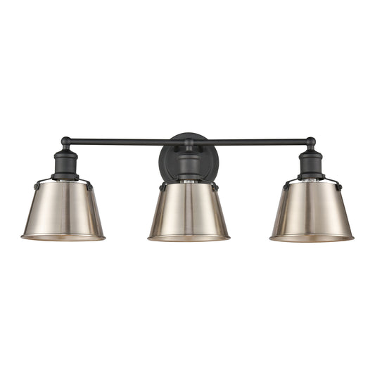 Holgate 24" 3 Light Vanity Light in Satin Nickel Metal Shade & Charcoal