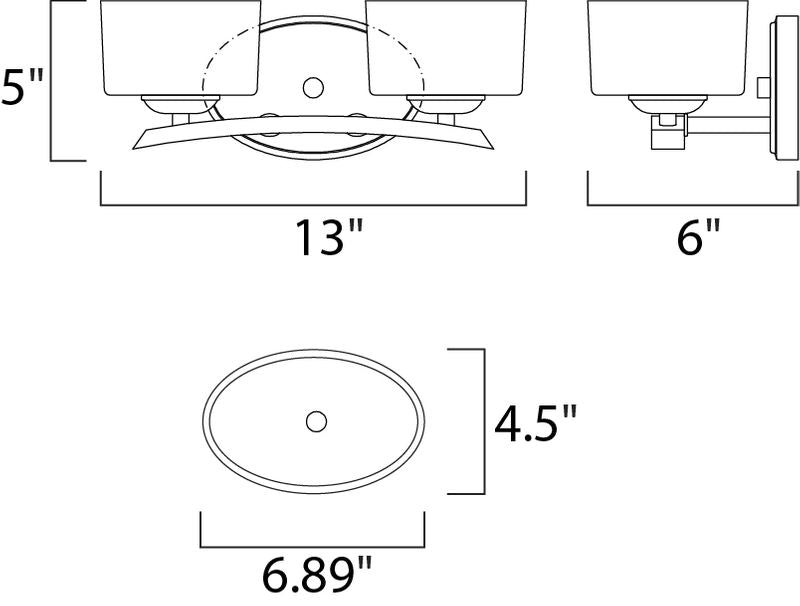 Elle 13' 2 Light Vanity Lighting in Polished Chrome