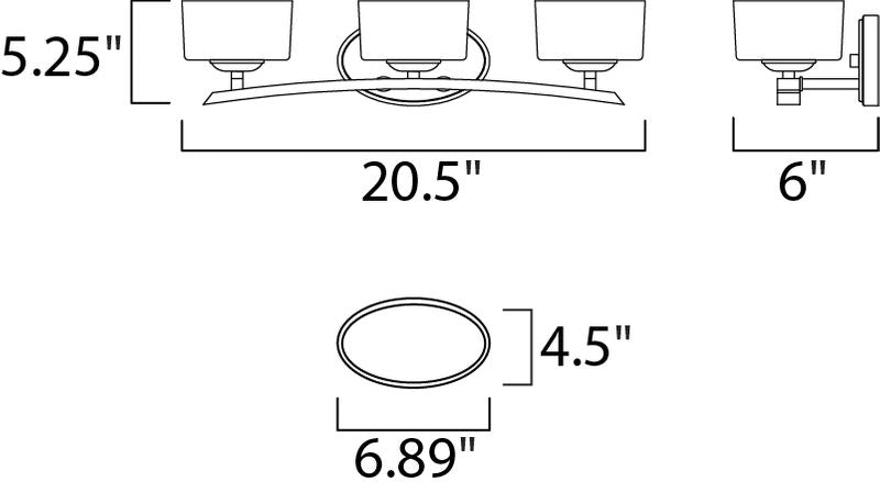 Elle 20.5' 3 Light Vanity Lighting in Polished Chrome