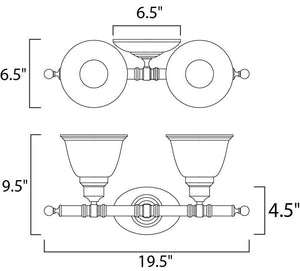 Essentials - 714x 19.5' 2 Light Vanity Lighting Wall Sconce in Satin Nickel