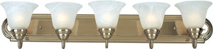 Essentials - 801x 36' 5 Light Bath Vanity Light in Satin Nickel with Marble Glass Finish
