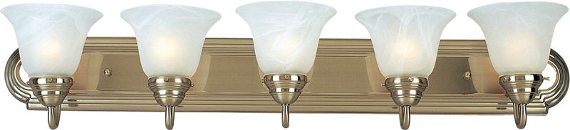 Essentials - 801x 36' 5 Light Bath Vanity Light in Satin Nickel with Marble Glass Finish