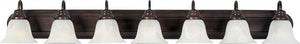Essentials - 801x 48' 7 Light Bath Vanity Light in Oil Rubbed Bronze with Marble Glass Finish