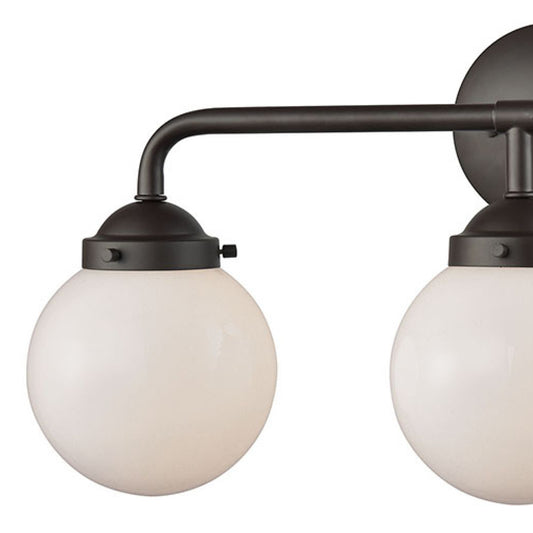 Beckett 24" 3 Light Vanity Light in White Glass & Oil Rubbed Bronze