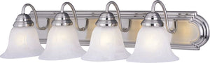 Essentials - 801x 30' 4 Light Bath Vanity Light in Satin Nickel with Marble Glass Finish
