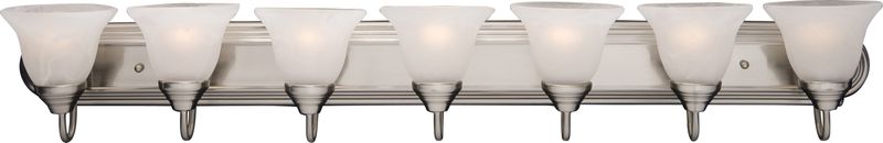 Essentials - 801x 48' 7 Light Bath Vanity Light in Satin Nickel with Marble Glass Finish