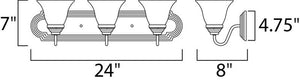 Essentials - 801x 24' 3 Light Vanity Lighting in Satin Nickel with Frosted Glass Finish