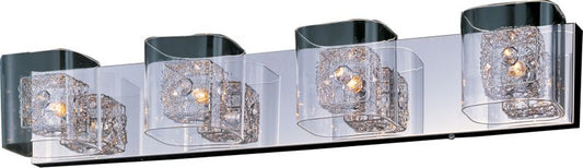 Gem 31" 4 Light Bath Vanity Light in Polished Chrome and Silver
