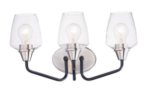 Goblet 18' 3 Light Bath Vanity Light in Black and Satin Nickel