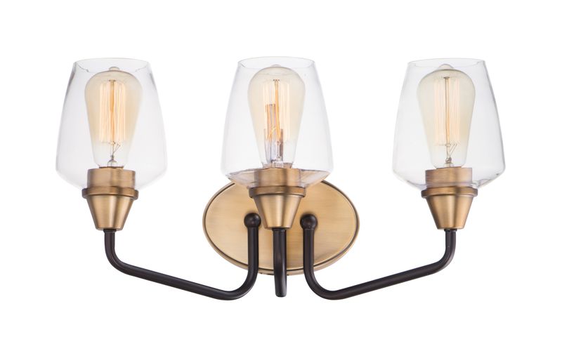 Goblet 18' 3 Light Bath Vanity Light in Bronze and Antique Brass