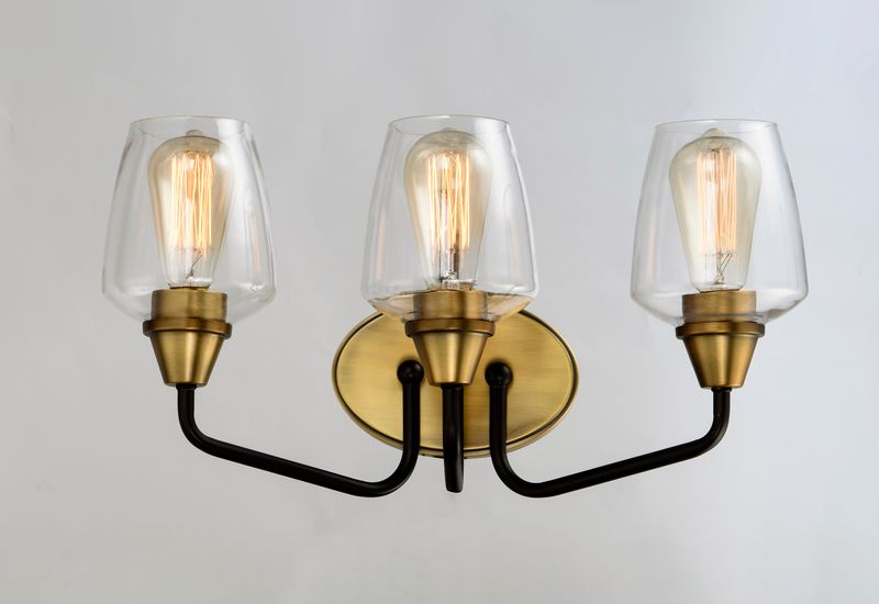 Goblet 18' 3 Light Vanity Lighting in Bronze and Antique Brass
