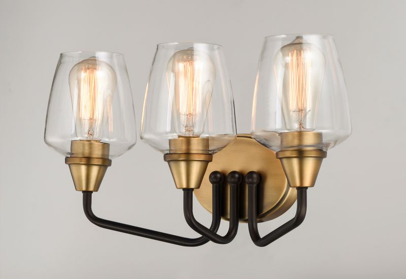 Goblet 18' 3 Light Vanity Lighting in Bronze and Antique Brass