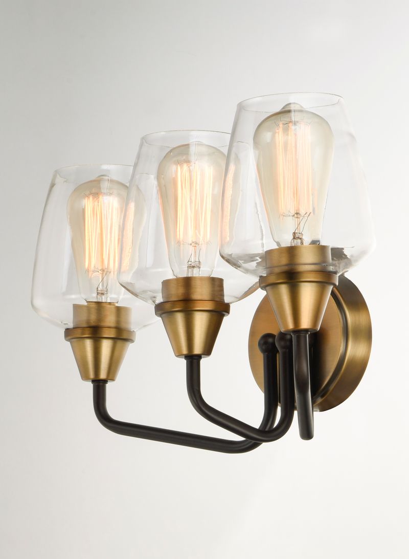 Goblet 18' 3 Light Vanity Lighting in Bronze and Antique Brass