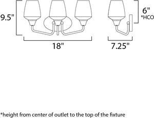 Goblet 18' 3 Light Vanity Lighting in Bronze and Antique Brass