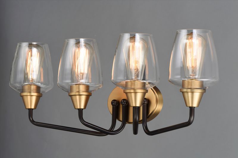 Goblet 26.25' 4 Light Vanity Lighting in Bronze and Antique Brass