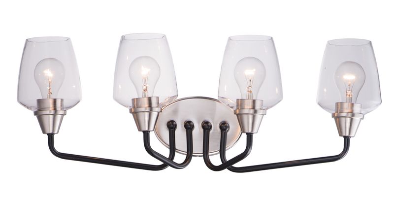 Goblet 26.25' 4 Light Bath Vanity Light in Black and Satin Nickel
