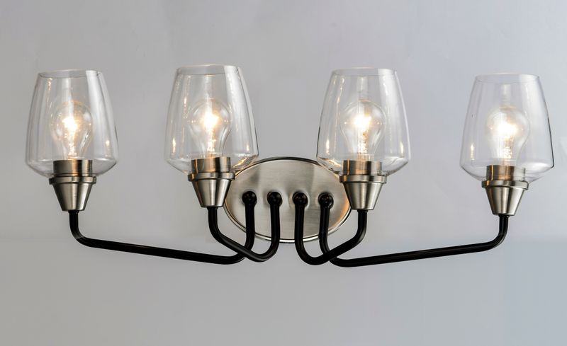 Goblet 26.25' 4 Light Vanity Lighting in Black and Satin Nickel