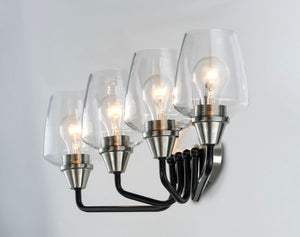 Goblet 26.25' 4 Light Vanity Lighting in Black and Satin Nickel