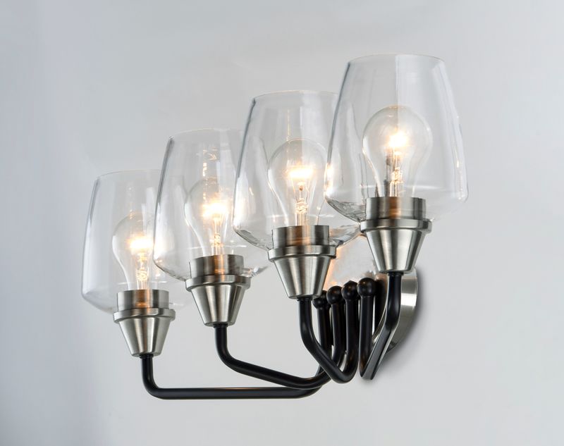 Goblet 26.25' 4 Light Vanity Lighting in Black and Satin Nickel