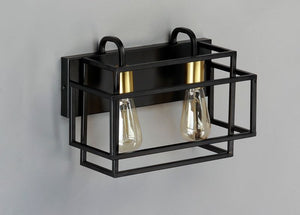 Liner 14.25' 2 Light Wall Sconce in Black and Satin Brass
