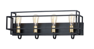 Liner 4 Light Bath Vanity Light in Black and Satin Brass