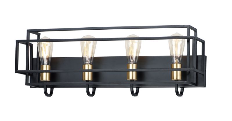 Liner 4 Light Bath Vanity Light in Black and Satin Brass